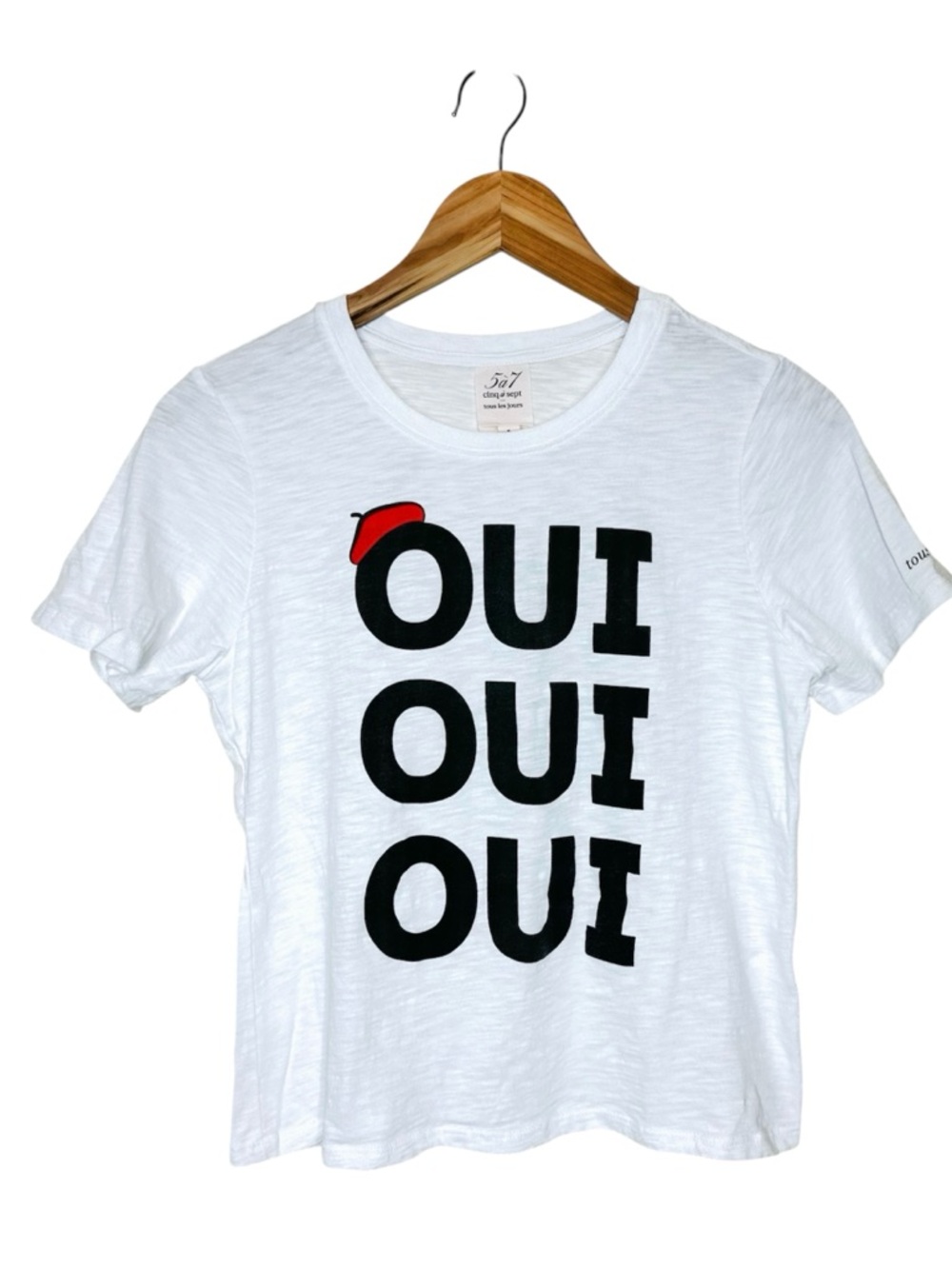 Cinq à Sept Tous Les Jours Graphic Baby T-shirt Size Small Oui Oui Oui White - Picture 5 of 12